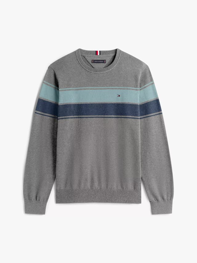 Block-Stripe Crewneck Sweater